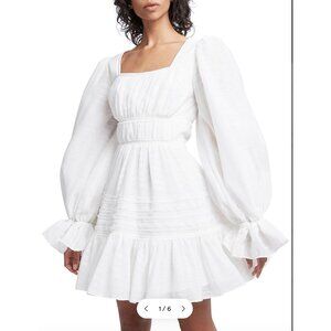 Aje Impression White Long Sleeve Mini Dress Size AU 10 or US 6 Bishop Sleeves